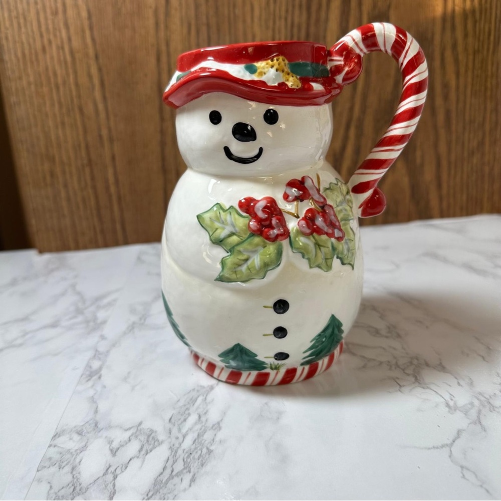 Festive Snowman Holiday Mug - Red and White